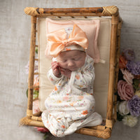 Personalized Baby Gown – Floral Spring Baby Gown with Tie Bottom, Soft Jersey