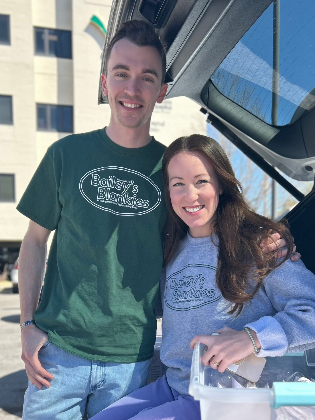 Bailey's Blankies Gray Crewneck Embroidered Sweatshirt