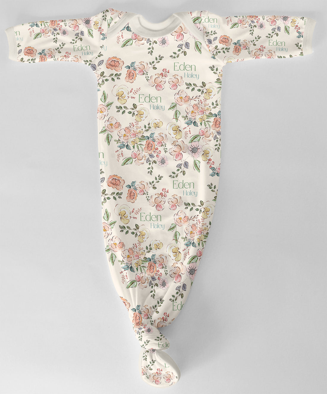 Baby Girl Gown – Soft Pink Floral Infant Gown With Personalized Name