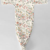 Baby Girl Gown – Soft Pink Floral Infant Gown With Personalized Name