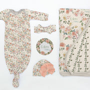 Baby Girl Take Home Set – Personalized Gown, Soft Cotton Swaddle & Baby Name Announcement