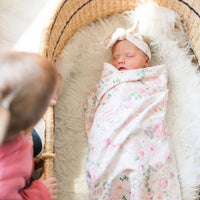 Personalized Baby Blanket – Pink Floral Baby Receiving Blanket With Satin Trim Edges Pretty In Pink