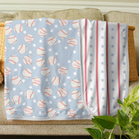 Personalized Baby Baseball Set – Newborn Baseball Outfit with Tie Bottom Gown & Swaddle Blanket