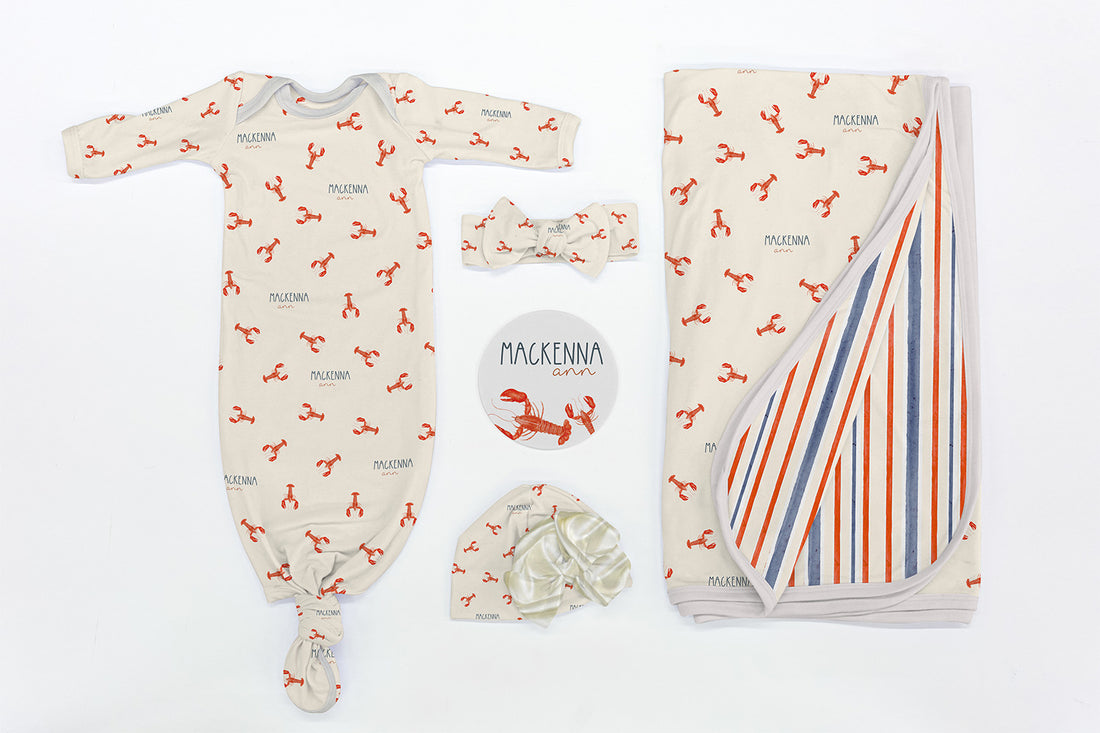 Personalized Baby Blanket | Little Lobster Take Me Home Set – Newborn Gown & Swaddle