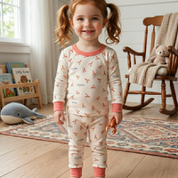 Personalized Girl Pajamas – Cozy Lobster Print Kids Sleepwear with Pink Cuffs