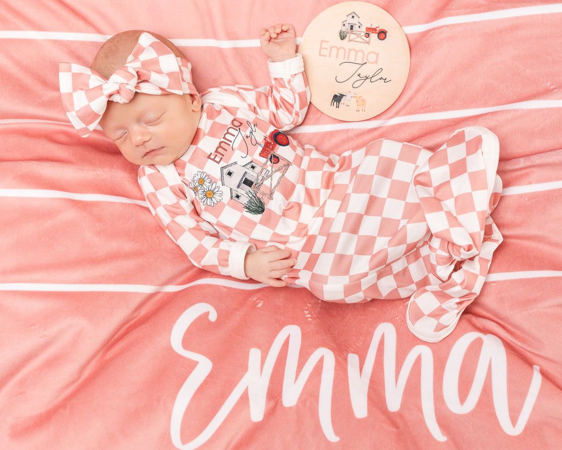 Friendly Farm Knotted Baby Gown