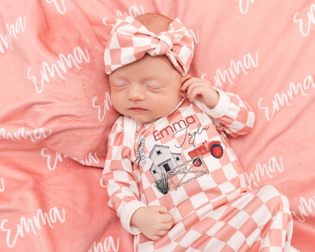 Friendly Farm Knotted Baby Gown