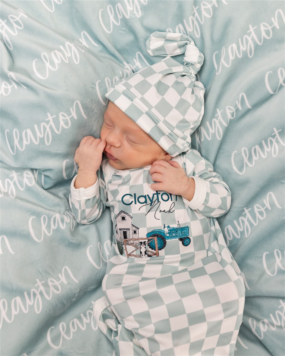 Friendly Farm Knotted Baby Gown