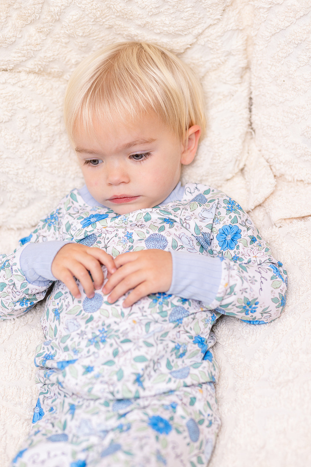 Blue English Floral Personalized Pajamas for Girls - Soft, Comfy Baby PJs
