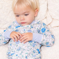 Blue English Floral Personalized Pajamas for Girls - Soft, Comfy Baby PJs