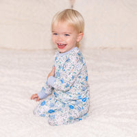 Blue English Floral Personalized Pajamas for Girls - Soft, Comfy Baby PJs