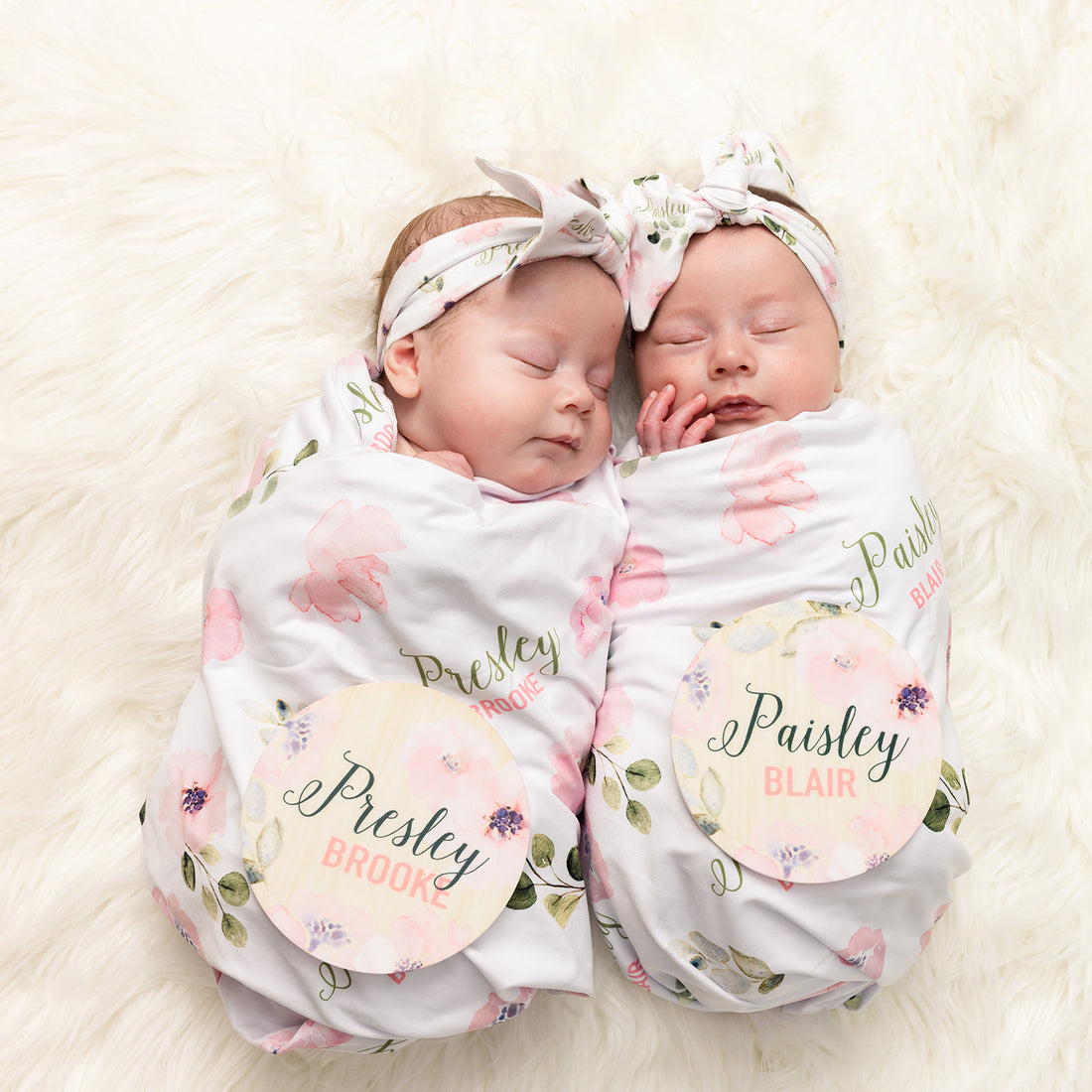 Newborn Personalized Blankets Abigail Floral Pink