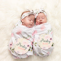 Newborn Personalized Blankets Abigail Floral Pink