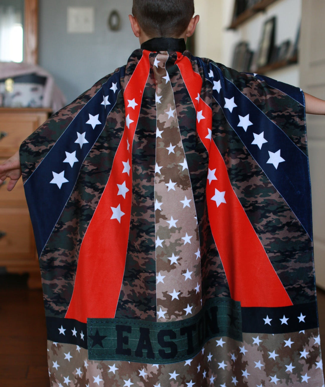 Military Blanket Cape – Personalized Kids Blanket Cape with Soft Satin Lining