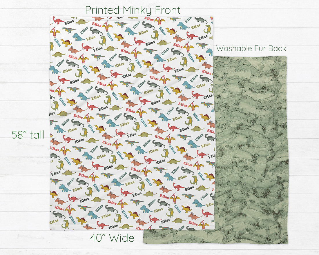 Personalized Dinosaur Blanket - Colorful Throw for Boys | Soft Plush Cozy Kids Gift