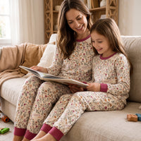 Mother and Daughter Matching Pajams Ditsy Fall Floral Pattern