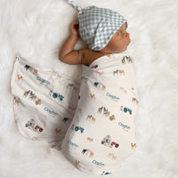 Newborn Personalized Blankets Farm Set Swaddle