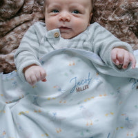 Personalized Baby Blanket – Luxury Silly Goose Boy Receiving Blanket With Satin Trim