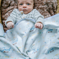 Personalized Baby Blanket – Luxury Silly Goose Boy Receiving Blanket With Satin Trim