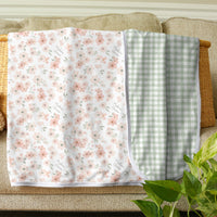Personalized Baby Swaddle – Peach Blossom Design Large Floral Baby Wrap Blanket