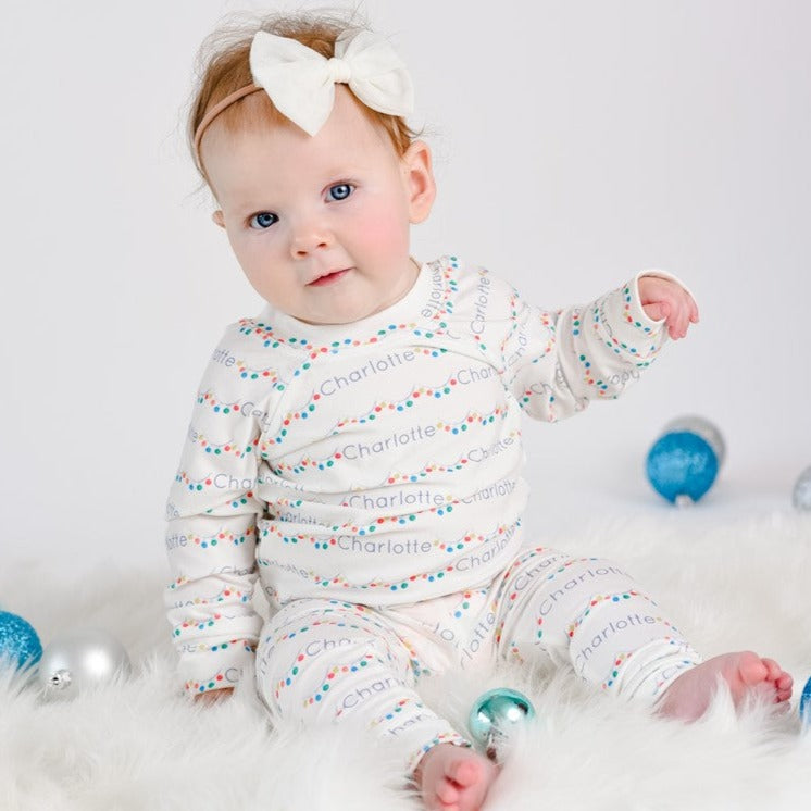 Holiday Lights Pajamas - Kids Christmas Sleepwear | Soft Polyester PJs Set