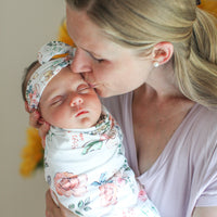 Personalized Baby Blanket – Garden of Eden Floral Baby Receiving Blanket with Satin Trim Keepsake