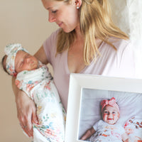 Personalized Baby Blanket – Garden of Eden Floral Baby Receiving Blanket with Satin Trim