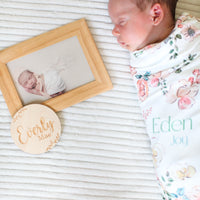 Personalized Baby Blanket – Garden of Eden Floral Baby Receiving Blanket with Satin Trim