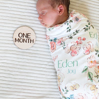 Personalized Baby Blanket – Garden of Eden Floral Baby Receiving Blanket with Satin Trim