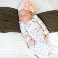Baby Girl Gown – Soft Pink Floral Infant Gown With Personalized Name