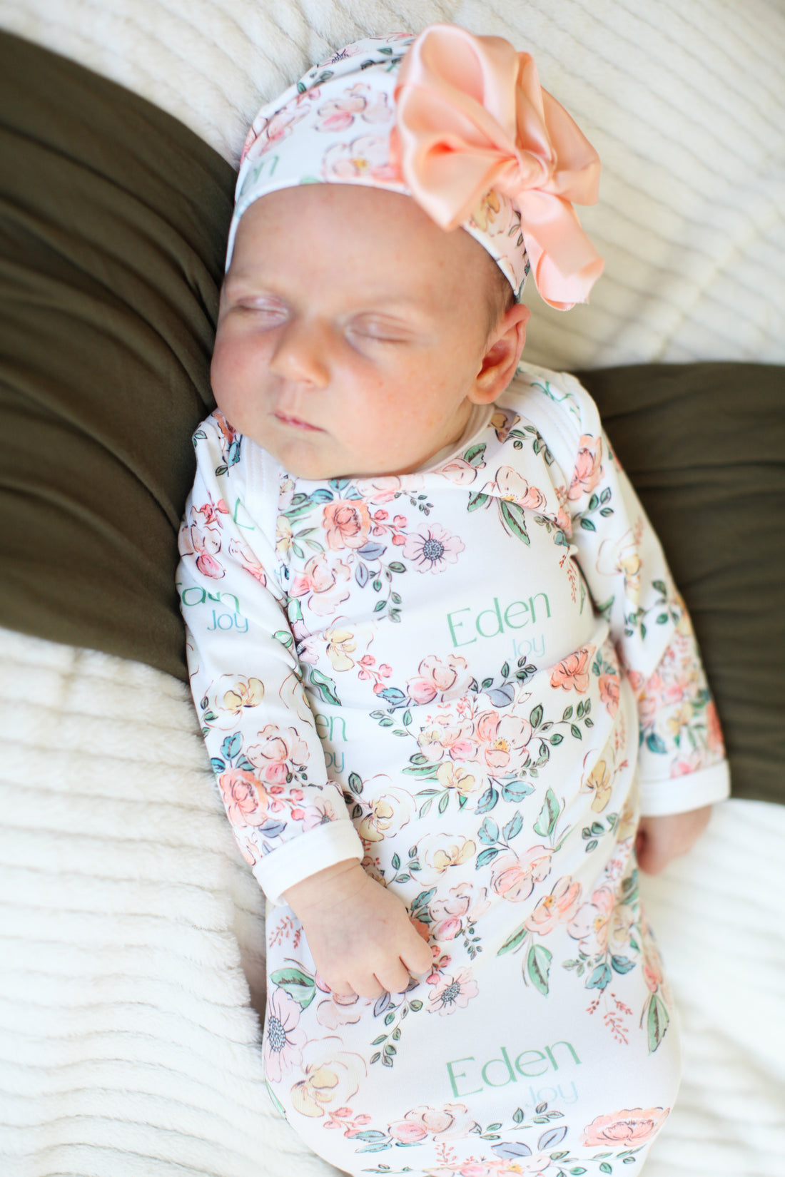Baby Girl Gown – Soft Pink Floral Infant Gown With Personalized Name