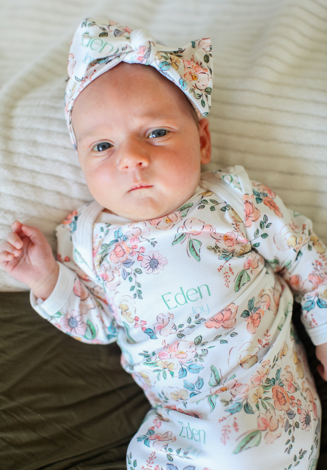 Baby Girl Gown – Soft Pink Floral Infant Gown With Personalized Name