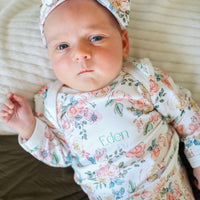 Baby Girl Gown – Soft Pink Floral Infant Gown With Personalized Name