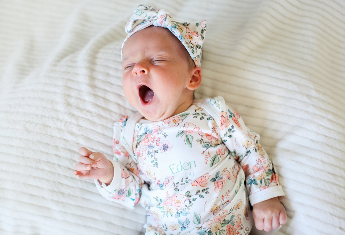 Baby Girl Gown – Soft Pink Floral Infant Gown With Personalized Name