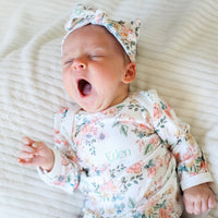 Baby Girl Gown – Soft Pink Floral Infant Gown With Personalized Name