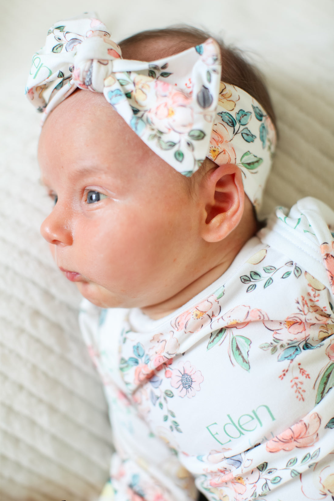 Baby Girl Gown – Soft Pink Floral Infant Gown With Personalized Name