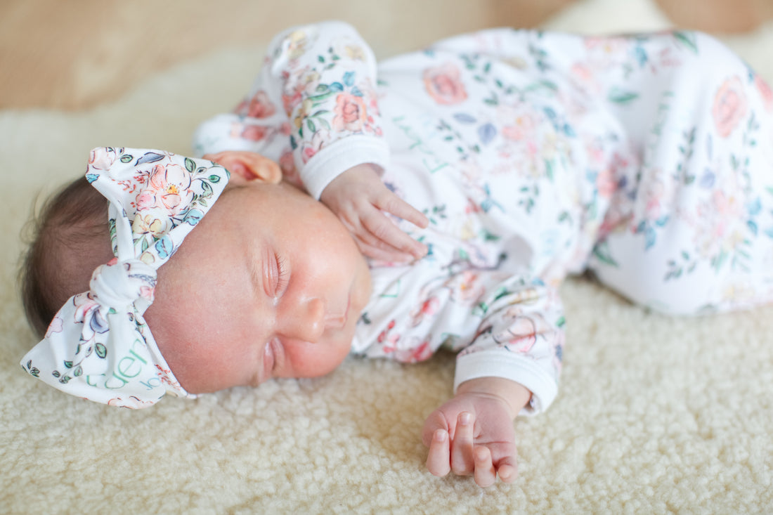 Baby Girl Gown – Soft Pink Floral Infant Gown With Personalized Name