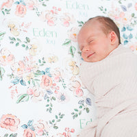 Personalized Baby Swaddle | Soft Pink Floral Baby Swaddle Blanket Wrap