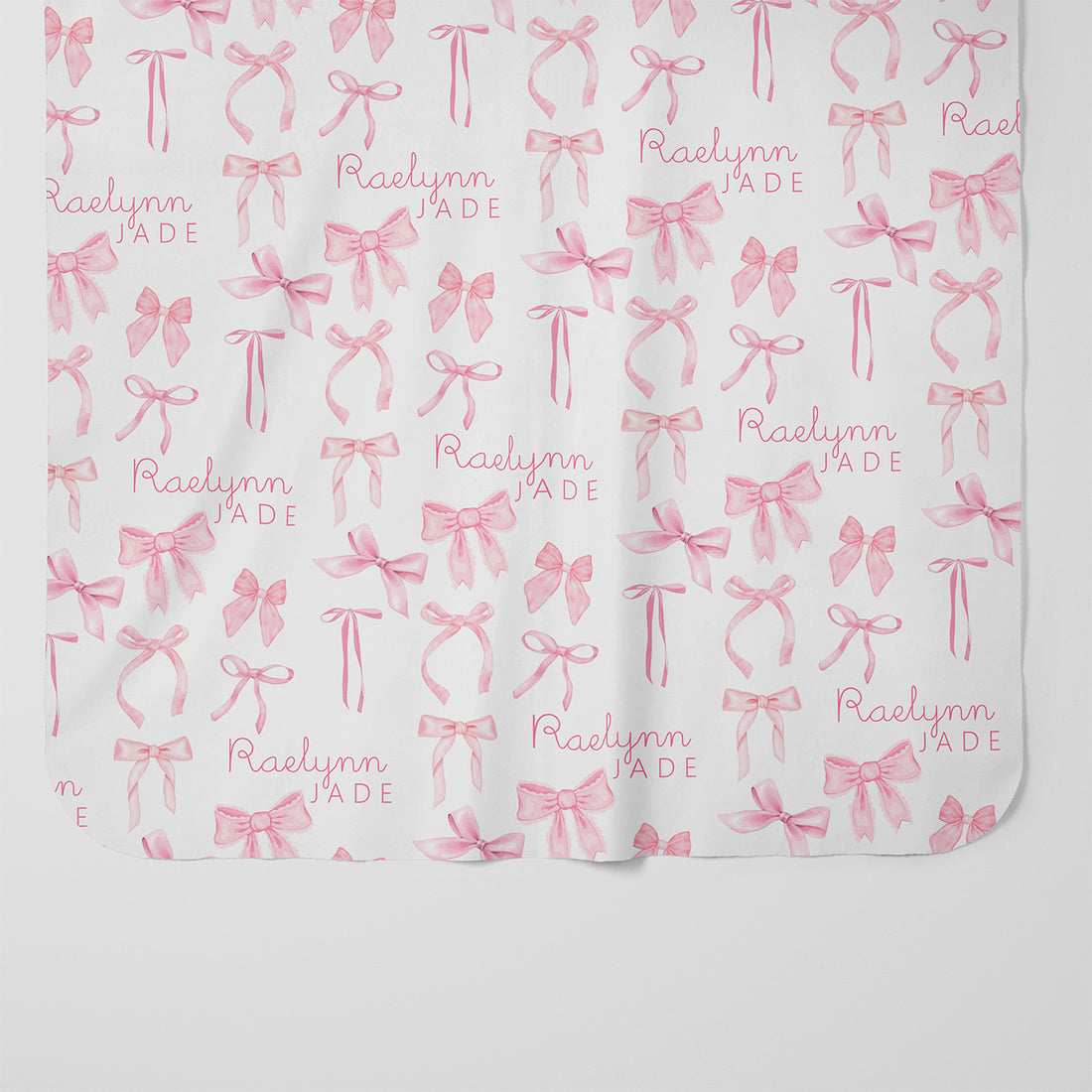 Personalized Baby Swaddle | Pink Coquette Bows Soft Stretchy Blanket Gift