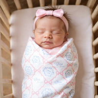 Pink Heirloom Bows Stretchy Swaddle Blanket