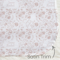 Baby Girl Blanket - Floral Toile Design Plush Keepsake Double-Sided Nursery Blanket