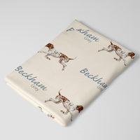 Personalized Baby Gift | Hunting Dog Baby Set with Custom Gown, Hat & Swaddle