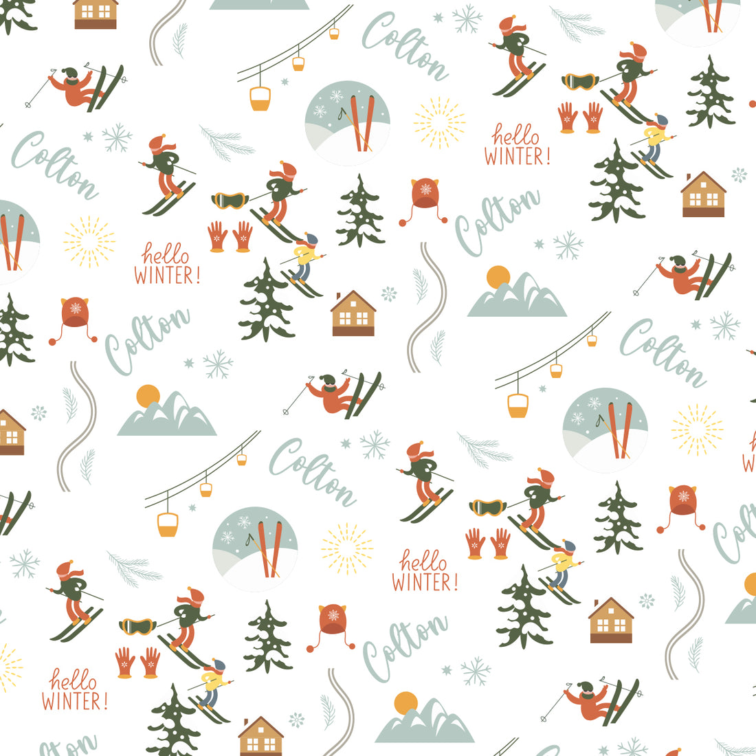 Close up photo of the design on our Ski Pajamas.