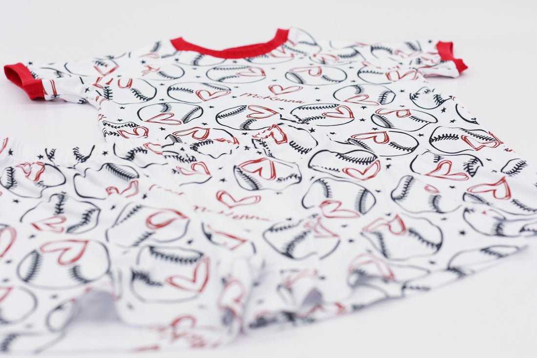 Softball Themed Girls Personalized Pajamas