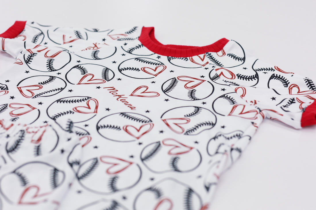 Softball Themed Girls Personalized Pajamas