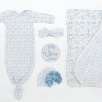 Blue Bows Gift Set – Monogrammed Baby Girl Take Me Home Essentials
