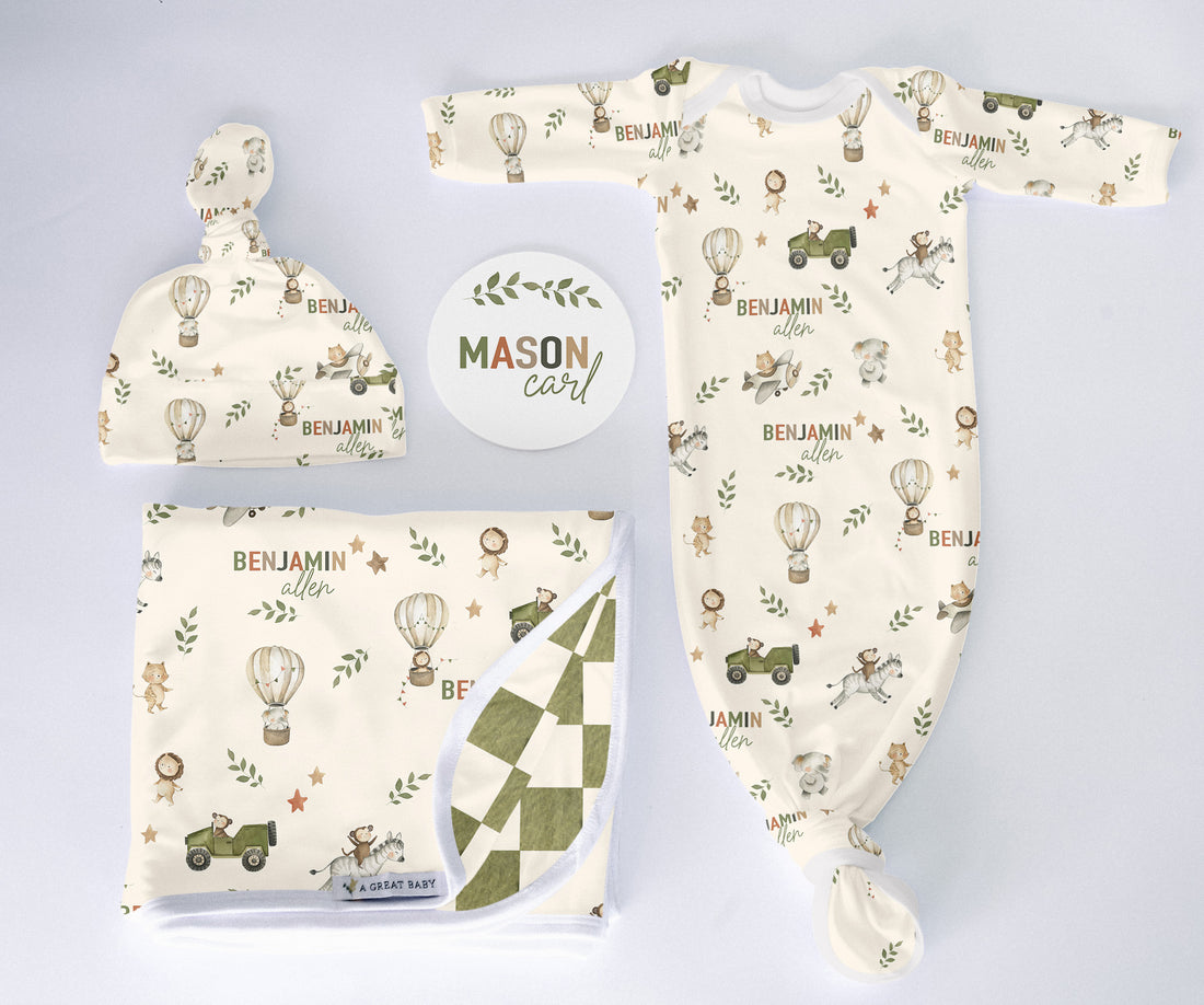 Personalized Baby Blankets | Sergeant Safari Take Me Home Set - Soft, Cozy Essentials