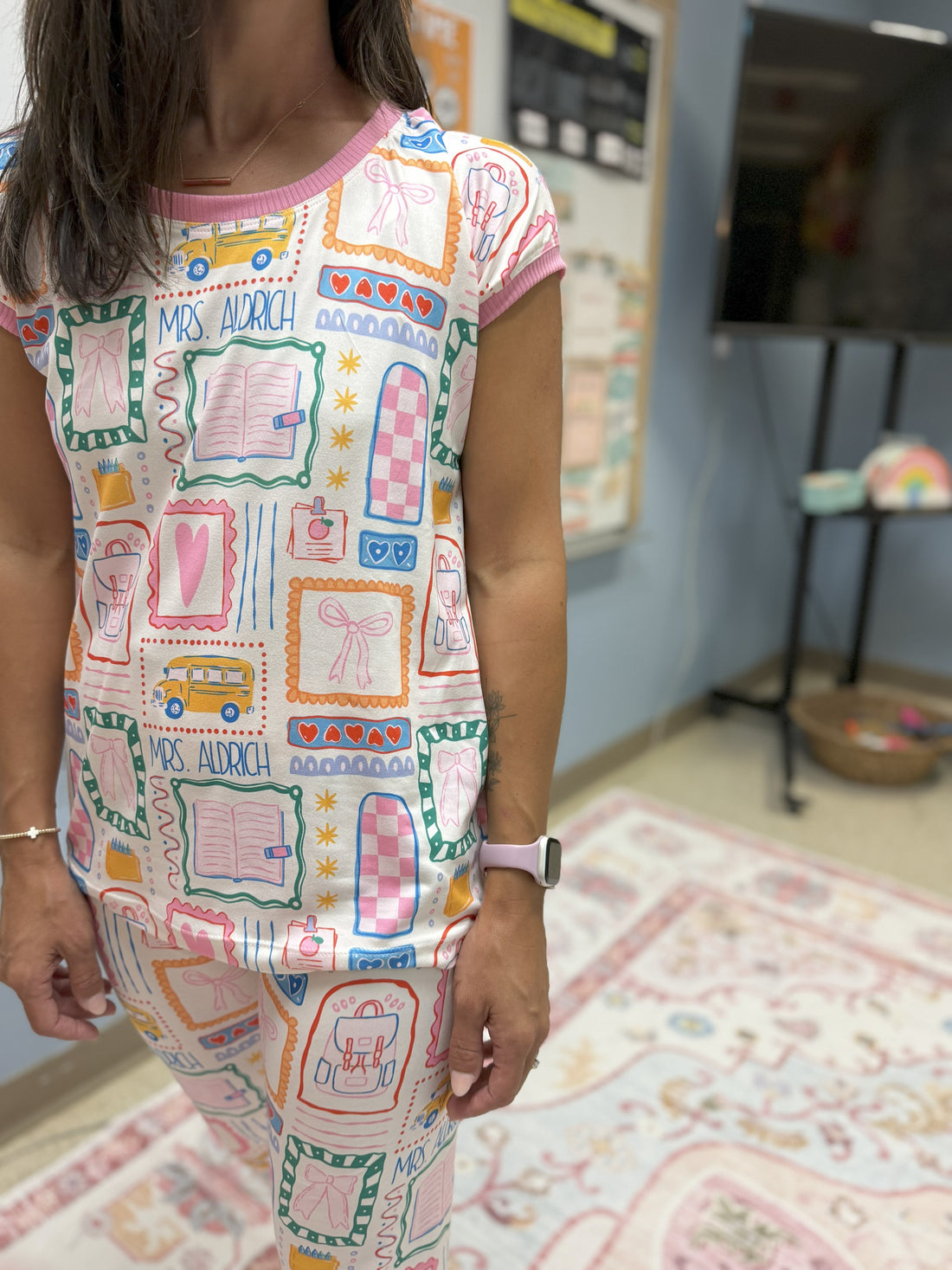 Teacher Pajamas - Personalized Custom Name Pajamas for Women | Cozy Sleepwear Gift