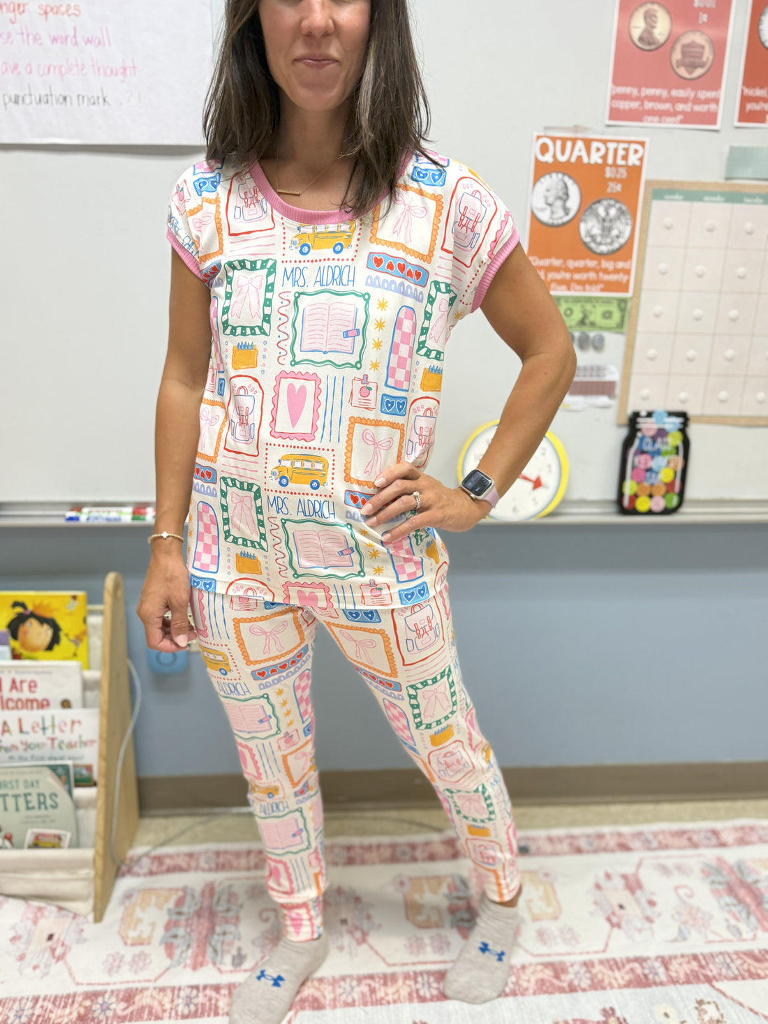 Teacher Pajamas - Personalized Custom Name Pajamas for Women | Cozy Sleepwear Gift