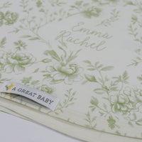 Baby Girl Blanket - Floral Toile Design Plush Keepsake Double-Sided Nursery Blanket